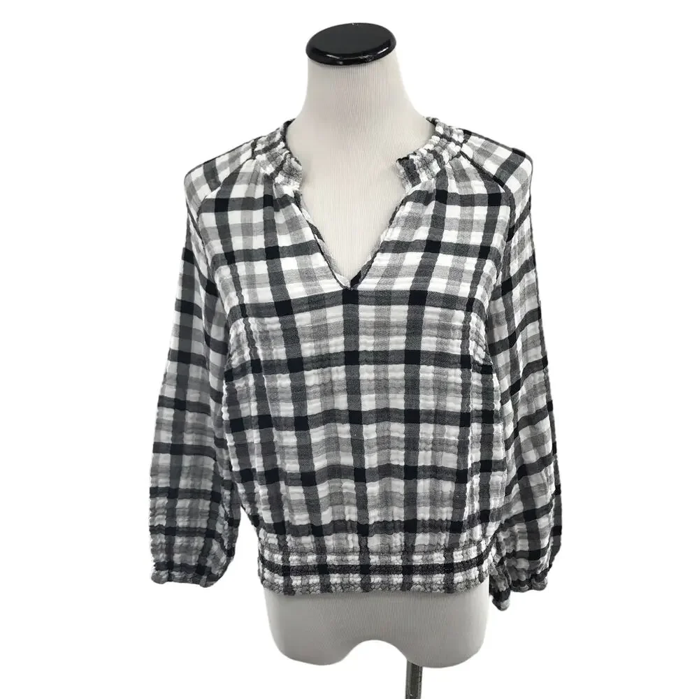 Anthropologie Cloth & Stone Sara Plaid Blouse